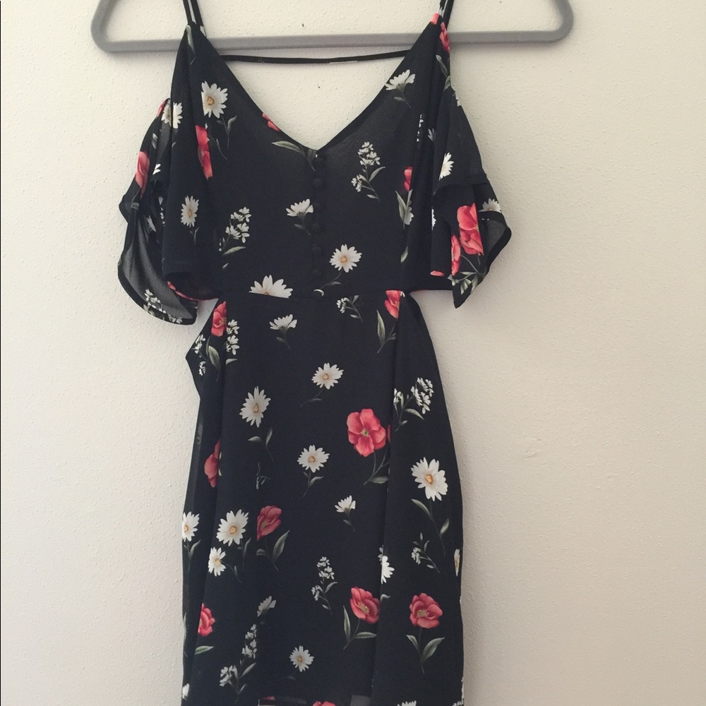 Black off the shoulder, cutout dress